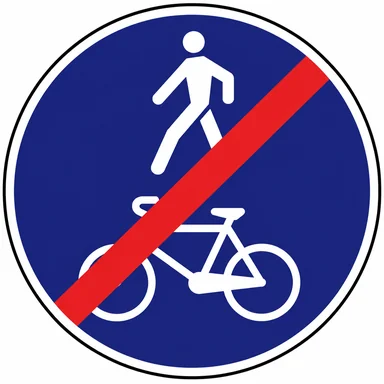 418. ceļa zīme „Kopīga gājēju un velosipēdu ceļa beigas” 418. ceļa zīme „Kopīga gājēju un velosipēdu ceļa beigas”