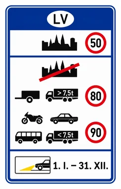 724. ceļa zīme „Satiksmes ierobežojumi Latvijā” 724. ceļa zīme „Satiksmes ierobežojumi Latvijā”